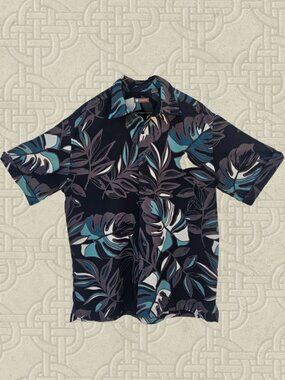 Centro Men's Short Sleeve Hawaiian Print Shirt - L